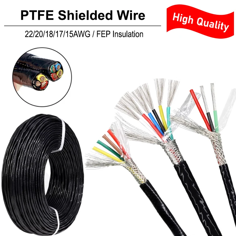 1/2/5M PTFE Shielded Wire 22/20/18/17/15AWG 1 2 3 4 5 6 Cores FEP Insulation High Temperature Resistant Tinned Copper Cable
1/2/5M PTFE Shielded Wire 22/20/18/17/15AWG 1 2 3 4 5 6 Cores FEP Insulation High Temperature Resistant Tinned Copper Cable