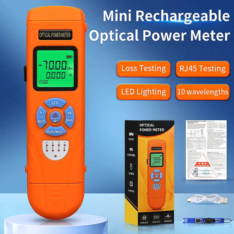 COMPTYCO AUA-C7/C5 Optical Power Meter Rechargeable Mini OPM 10 Wavelengths Fiber Optic Tester Built-in Rj45 Network Testing/LED
COMPTYCO AUA-C7/C5 Optical Power Meter Rechargeable Mini OPM 10 Wavelengths Fiber Optic Tester Built-in Rj45 Network Testing/LED