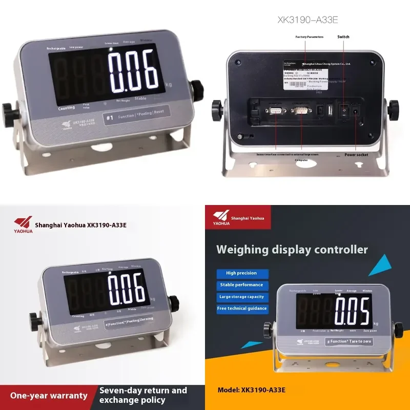 YAOHUA XK3190-A33E Stainless Steel Force Measuring Instrument Higher Precision Display RS232 RS485 Communication Interface
YAOHUA XK3190-A33E Stainless Steel Force Measuring Instrument Higher Precision Display RS232 RS485 Communication Interface