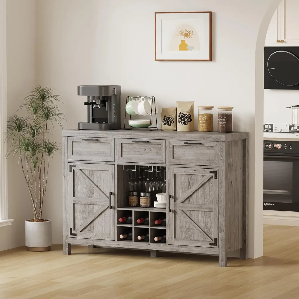 Wine Bar Cabinet, Coffee Bar Cabinet with Wine Rack & Glass Holder, Farmhouse Sideboard Buffet Cabinet with 3 Drawers
Wine Bar Cabinet, Coffee Bar Cabinet with Wine Rack & Glass Holder, Farmhouse Sideboard Buffet Cabinet with 3 Drawers