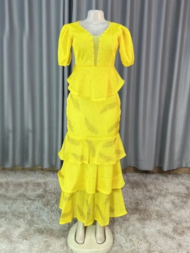 African Party Evening Dresses for Women Spring Elegant African Short Sleeve V-neck Polyester Maxi Dress Dashiki African Clothes
African Party Evening Dresses for Women Spring Elegant African Short Sleeve V-neck Polyester Maxi Dress Dashiki African Clothes