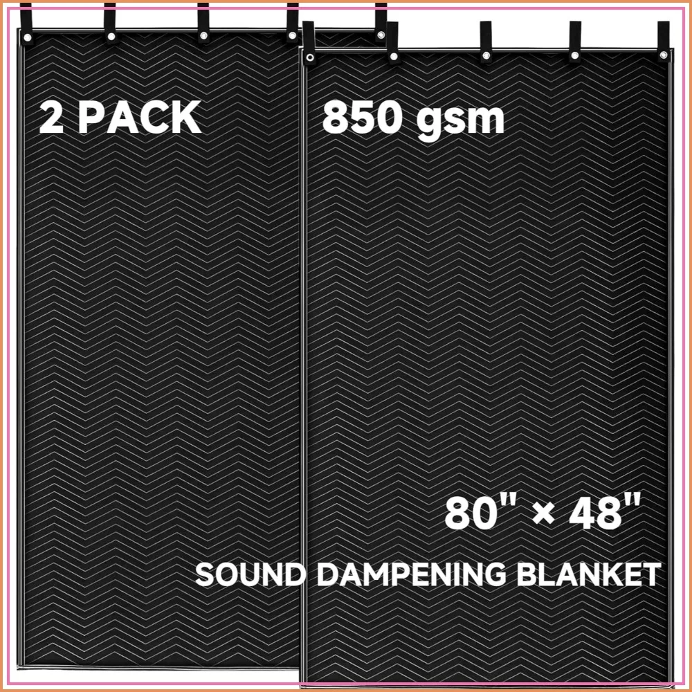2 Pcs Large Sound Dampening Blanket 48"x80", 850GSM Acoustic Blanket with Grommets, Heavy Duty Studio Sound Absorption, Noise Reduce, Light Blocker
2 Pcs Large Sound Dampening Blanket 48"x80", 850GSM Acoustic Blanket with Grommets, Heavy Duty Studio Sound Absorption, Noise Reduce, Light Blocker