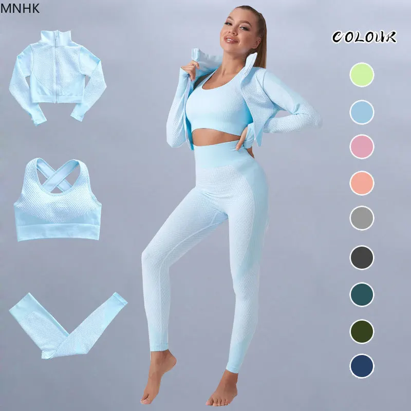 3pcs Yoga Set Seamless Fitness Suit Gym Sets Seamless Legging Sport Top Bra Sleeve Workout Clothing For Women's Tracksuit Outfit
3pcs Yoga Set Seamless Fitness Suit Gym Sets Seamless Legging Sport Top Bra Sleeve Workout Clothing For Women's Tracksuit Outfit