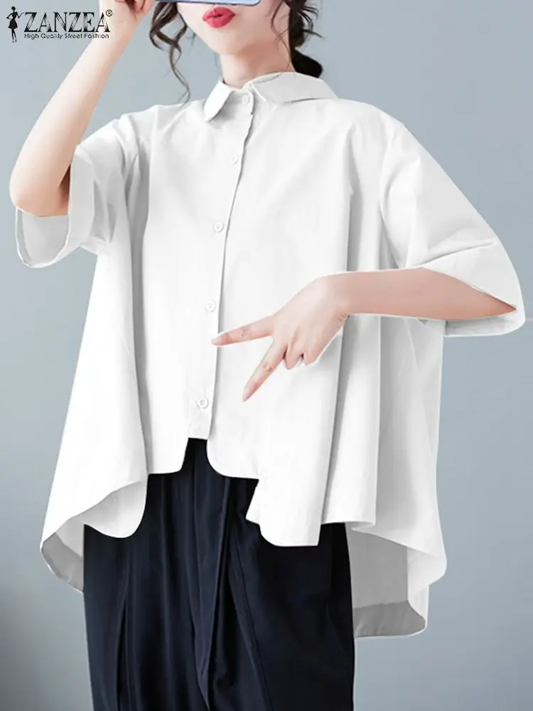 Spring Summer Fashion Women Shirt Irregular Hem Blouse Solid Loose Half Sleeve Blusas ZANZEA Casual Turn Down Collar Shirts
Spring Summer Fashion Women Shirt Irregular Hem Blouse Solid Loose Half Sleeve Blusas ZANZEA Casual Turn Down Collar Shirts