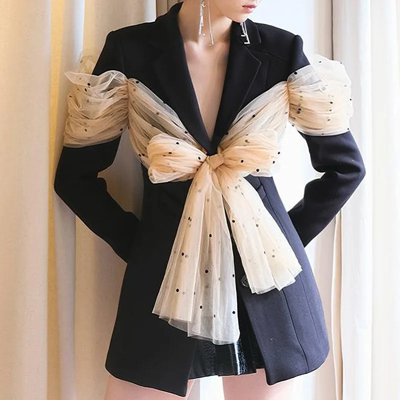 Personalized Designer Suit Fashion Polka Dot Printed Panel V-Neck Backless Coat Mesh Elegant Women's Dress
Personalized Designer Suit Fashion Polka Dot Printed Panel V-Neck Backless Coat Mesh Elegant Women's Dress