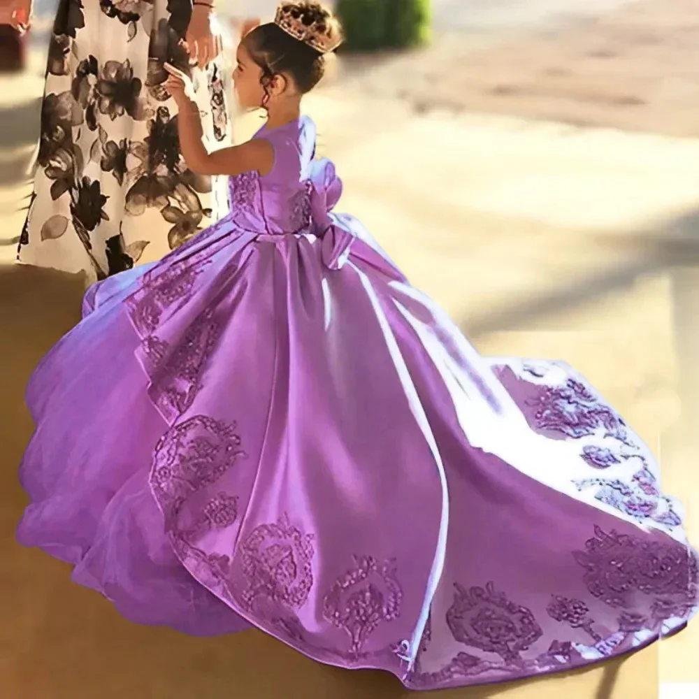 Customized Purple Flower Girl Dresses For Wedding Satin Quality Appliques Kids Birthday Party Formal Events First Communion Gown
Customized Purple Flower Girl Dresses For Wedding Satin Quality Appliques Kids Birthday Party Formal Events First Communion Gown