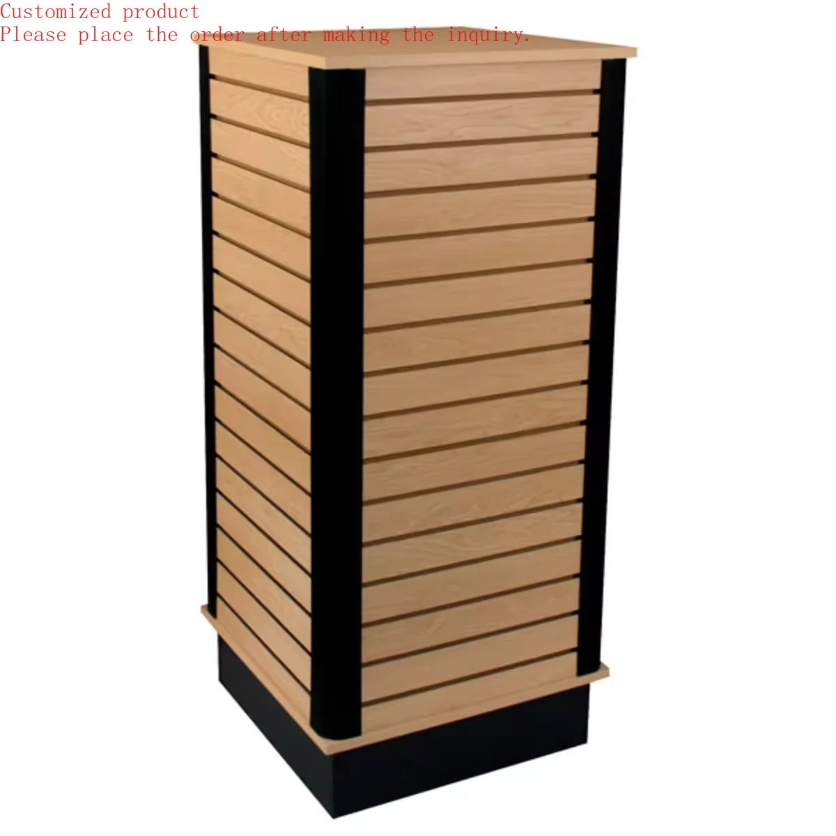 Custom.HIKUYA 4 Sides MDF Slatwall Display Stand Rotatable Slatwall Display - Wood Color
Custom.HIKUYA 4 Sides MDF Slatwall Display Stand Rotatable Slatwall Display - Wood Color