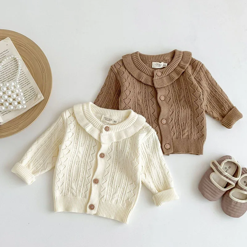 Korean Style Autumn Spring 0-24M Infant Baby Girls Knitting Cardigan Long Sleeved Solid Color Newborn Baby Girls Sweater Coat
Korean Style Autumn Spring 0-24M Infant Baby Girls Knitting Cardigan Long Sleeved Solid Color Newborn Baby Girls Sweater Coat
