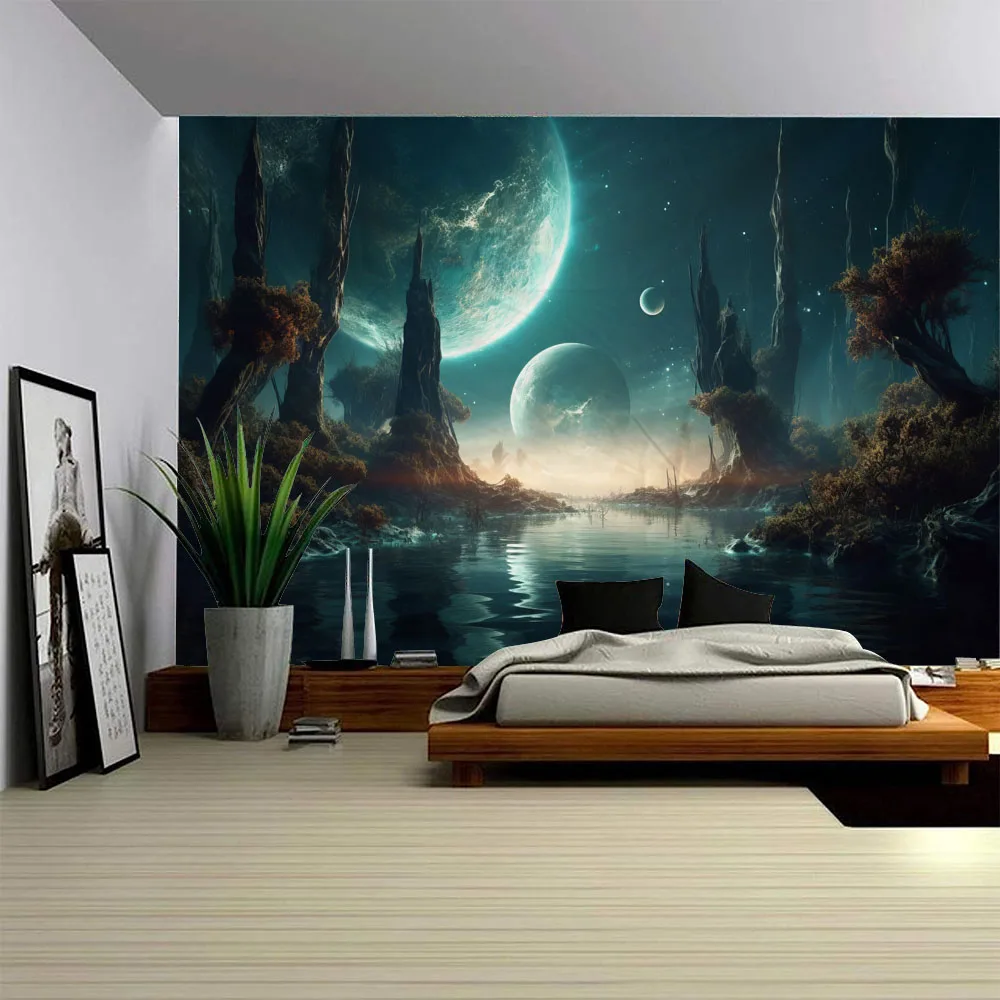 Mysterious Forest Night Scene Tapestry Starry Sky Dream Wall Hanging Polyester Fabric Machine Washable Home Dormitory Decoration
Mysterious Forest Night Scene Tapestry Starry Sky Dream Wall Hanging Polyester Fabric Machine Washable Home Dormitory Decoration