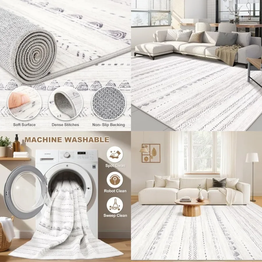 6x9 Area Rugs Living Room: Washable Boho Large Neutral Soft Farmhouse Rug Stain Resistant Modern Indoor Floor Non-Slip Carpet f
6x9 Area Rugs Living Room: Washable Boho Large Neutral Soft Farmhouse Rug Stain Resistant Modern Indoor Floor Non-Slip Carpet f