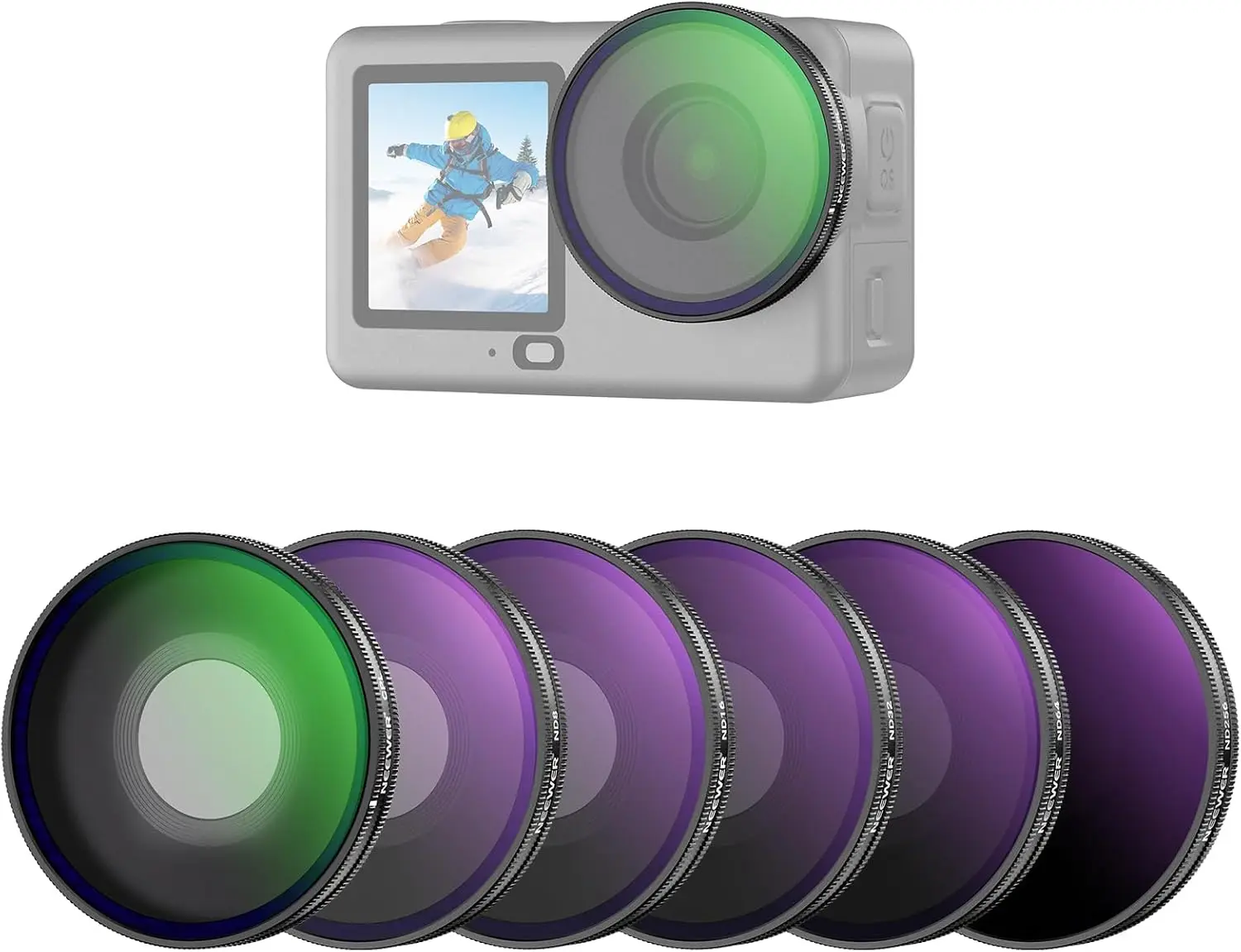 NEEWER CPL + ND Filter Set For DJI Osmo Action 6 Only, ND8/16/32/64/256 Adjustable Circular Polarizing Filter Lens Polarizer
NEEWER CPL + ND Filter Set For DJI Osmo Action 6 Only, ND8/16/32/64/256 Adjustable Circular Polarizing Filter Lens Polarizer