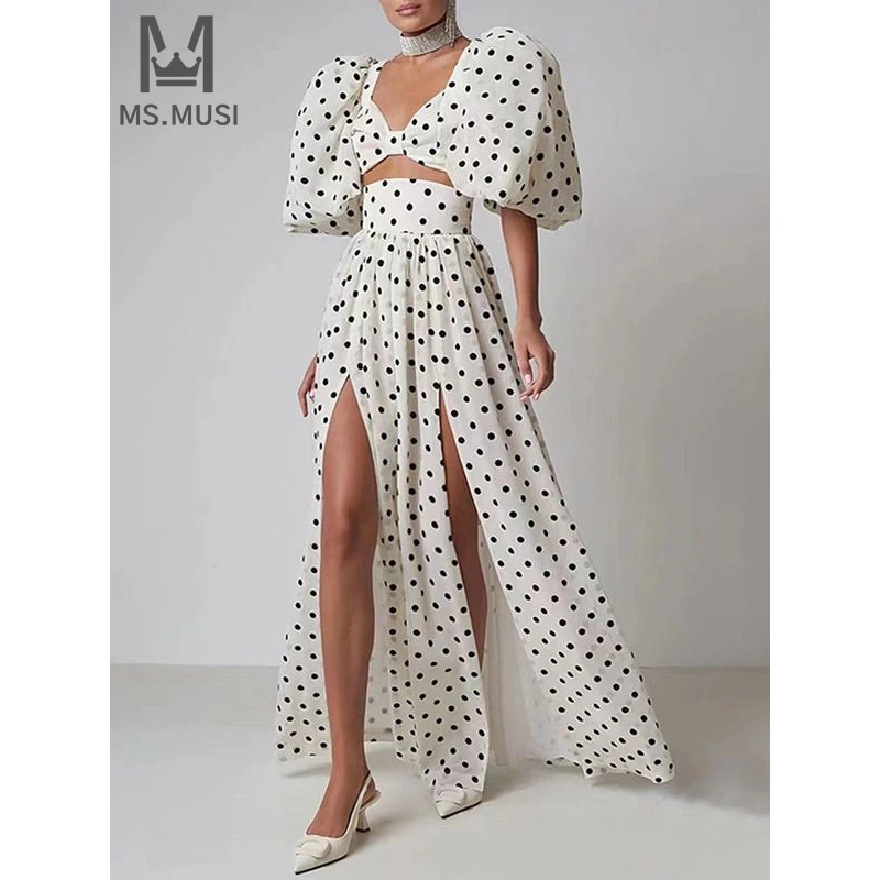 MSMUSI 2024 New Fashion Women Sexy Dot Two Piece Set Bodycon Party V Neck Short Sleeve Top Long Slit Skirt Maxi Skirt Set Suit
MSMUSI 2024 New Fashion Women Sexy Dot Two Piece Set Bodycon Party V Neck Short Sleeve Top Long Slit Skirt Maxi Skirt Set Suit