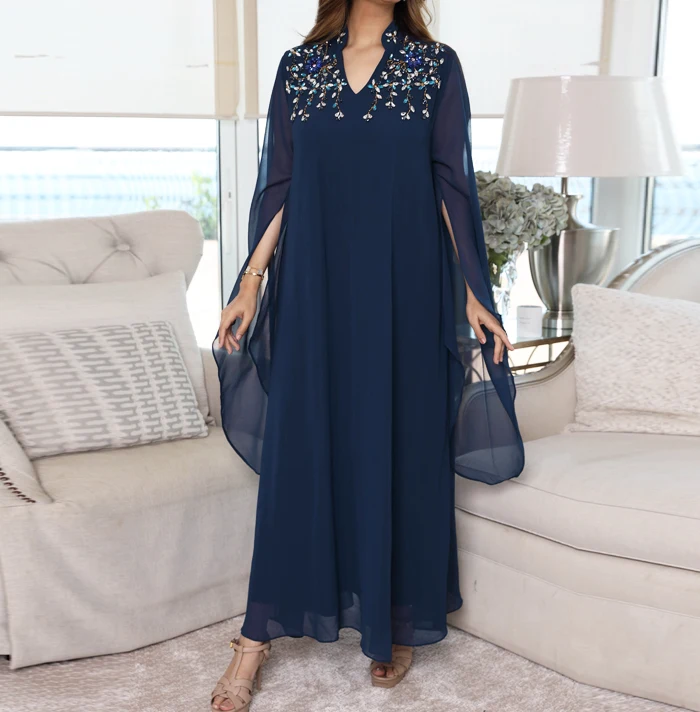 Welove V Neck Dark Blue Beaded Women Prom Dress Long Sleeves Chiffon Ankle Length Evening Dress For Party Custom Made
Welove V Neck Dark Blue Beaded Women Prom Dress Long Sleeves Chiffon Ankle Length Evening Dress For Party Custom Made