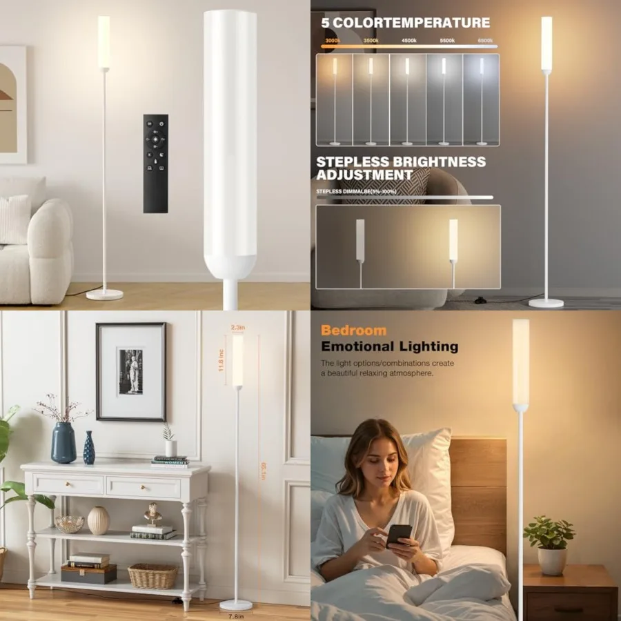 LED Floor Lamp with Remote Control,"Standg lamp with Stepless Adjustable 3000K-00K Colors and 30-100% Brightness, Feet Switch
LED Floor Lamp with Remote Control,"Standg lamp with Stepless Adjustable 3000K-00K Colors and 30-100% Brightness, Feet Switch