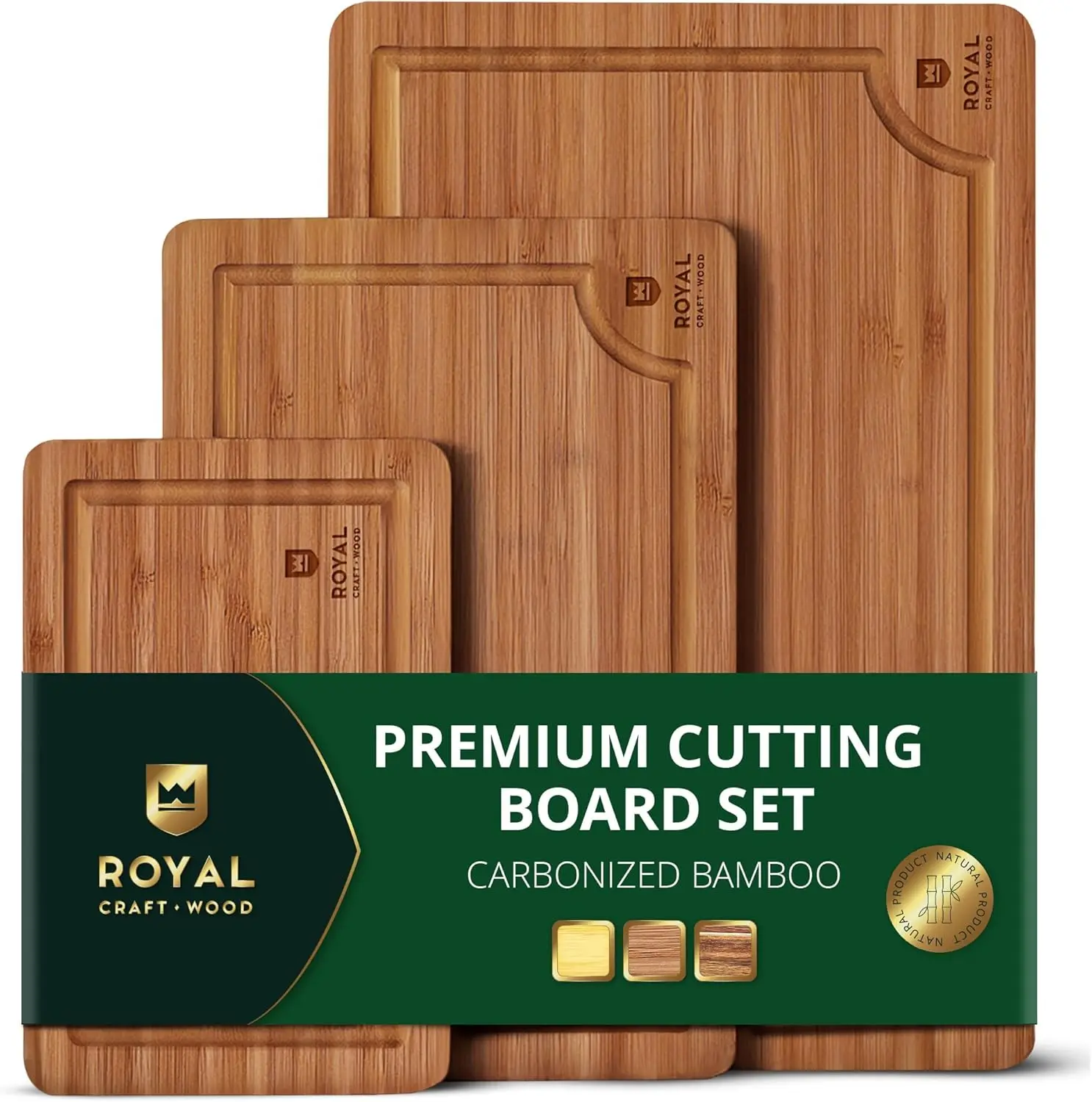 Wooden Cutting Boards for Kitchen Meal Prep & Serving - Bamboo Set with Deep Juice Groove and Handles
Wooden Cutting Boards for Kitchen Meal Prep & Serving - Bamboo Set with Deep Juice Groove and Handles
