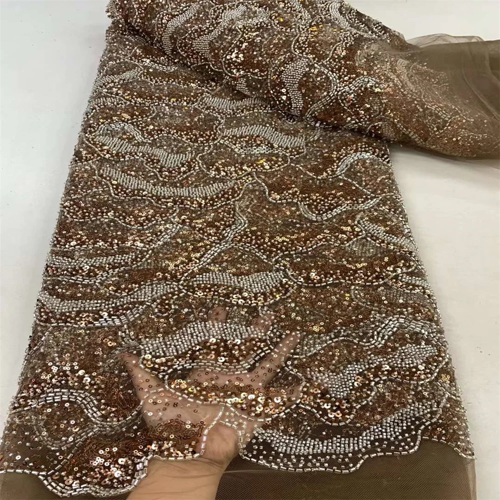 African Sequins Beaded Lace Fabrics 2024 High Quality Sequence Embroidery French Nigerian Lace Fabric For Bribal Wedding Sewing
African Sequins Beaded Lace Fabrics 2024 High Quality Sequence Embroidery French Nigerian Lace Fabric For Bribal Wedding Sewing