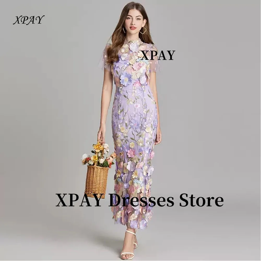 XPAY High Neck Exquisite 3D Flowers Lace Evening Dresses Wedding Party Short Sleeves Ankle Prom Gowns Formal Wedding Party Custo
XPAY High Neck Exquisite 3D Flowers Lace Evening Dresses Wedding Party Short Sleeves Ankle Prom Gowns Formal Wedding Party Custo