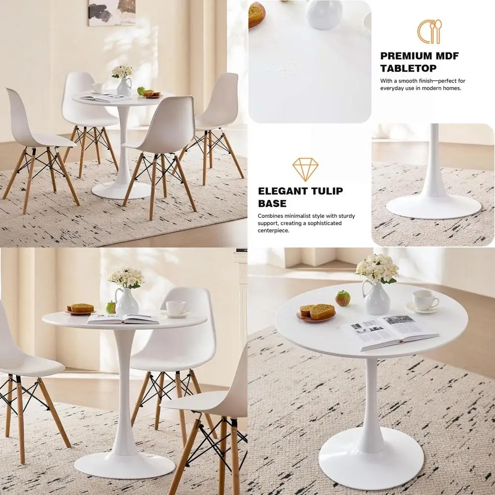 Round Dining Table for 2-4 People, White, Ideal for Small Spaces
Round Dining Table for 2-4 People, White, Ideal for Small Spaces