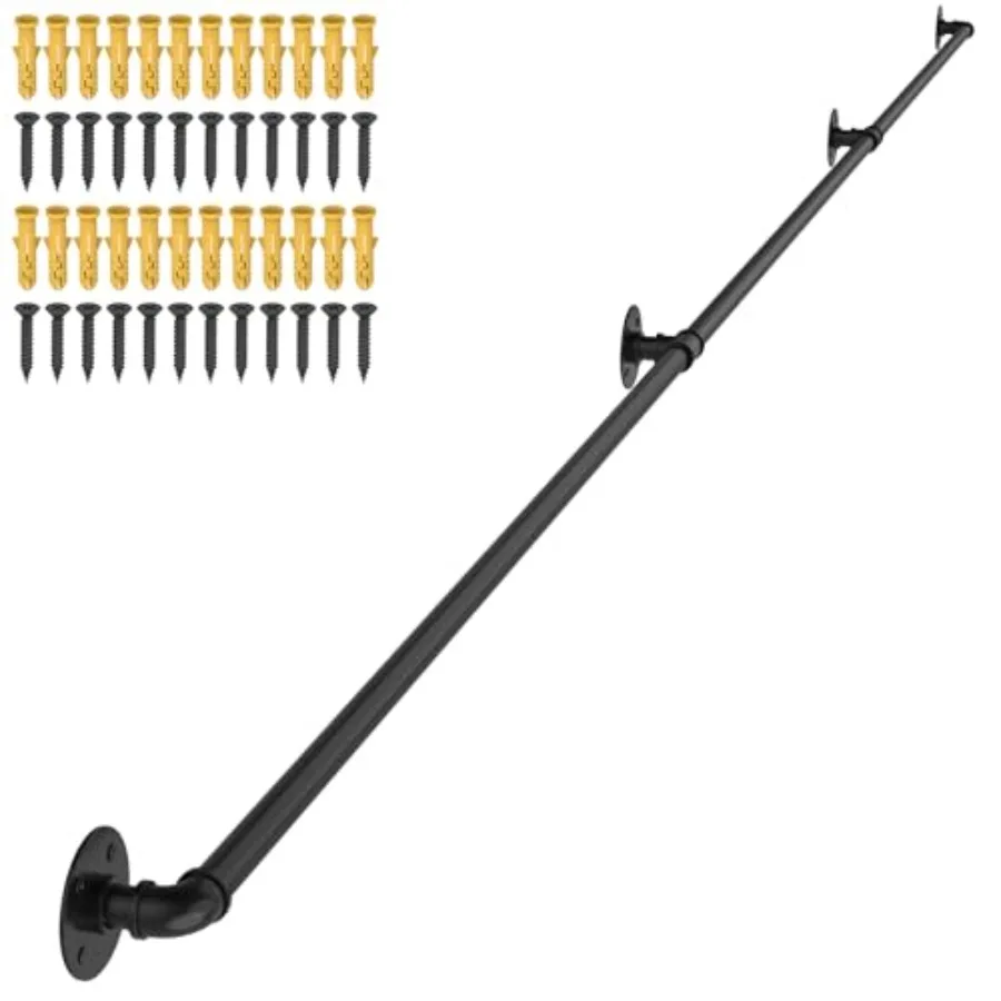 Stair Railing Indoor Hand Rails for Outdoor Steps, Industrial Pipe Handrail Metal Iron Handle Support for Wall Mount Staircase
Stair Railing Indoor Hand Rails for Outdoor Steps, Industrial Pipe Handrail Metal Iron Handle Support for Wall Mount Staircase