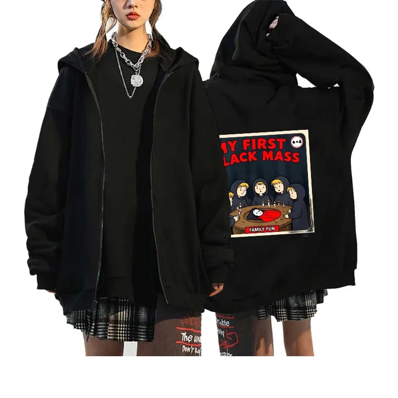 Мужская куртка с капюшоном Black My First Black Mass Family Time с мультяшным принтом, повседневная уличная одежда для вечеринки на Хэллоуин
Мужская куртка с капюшоном Black My First Black Mass Family Time с мультяшным принтом, повседневная уличная одежда для вечеринки на Хэллоуин
