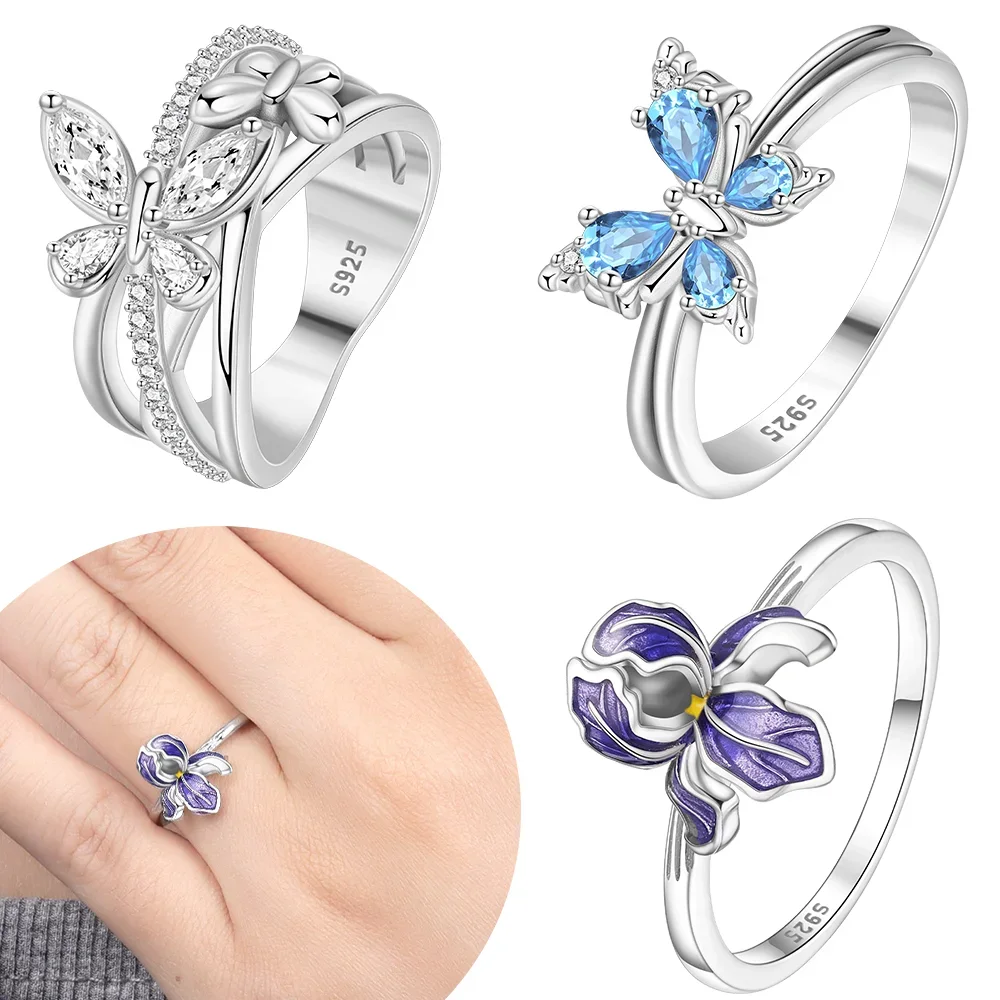 Exquisite Original 925 Silver Purple Iris Flower Woman's Ring Anniversary Fine Gift Women Jewelry Blue Zircon Butterfly Ring
Exquisite Original 925 Silver Purple Iris Flower Woman's Ring Anniversary Fine Gift Women Jewelry Blue Zircon Butterfly Ring