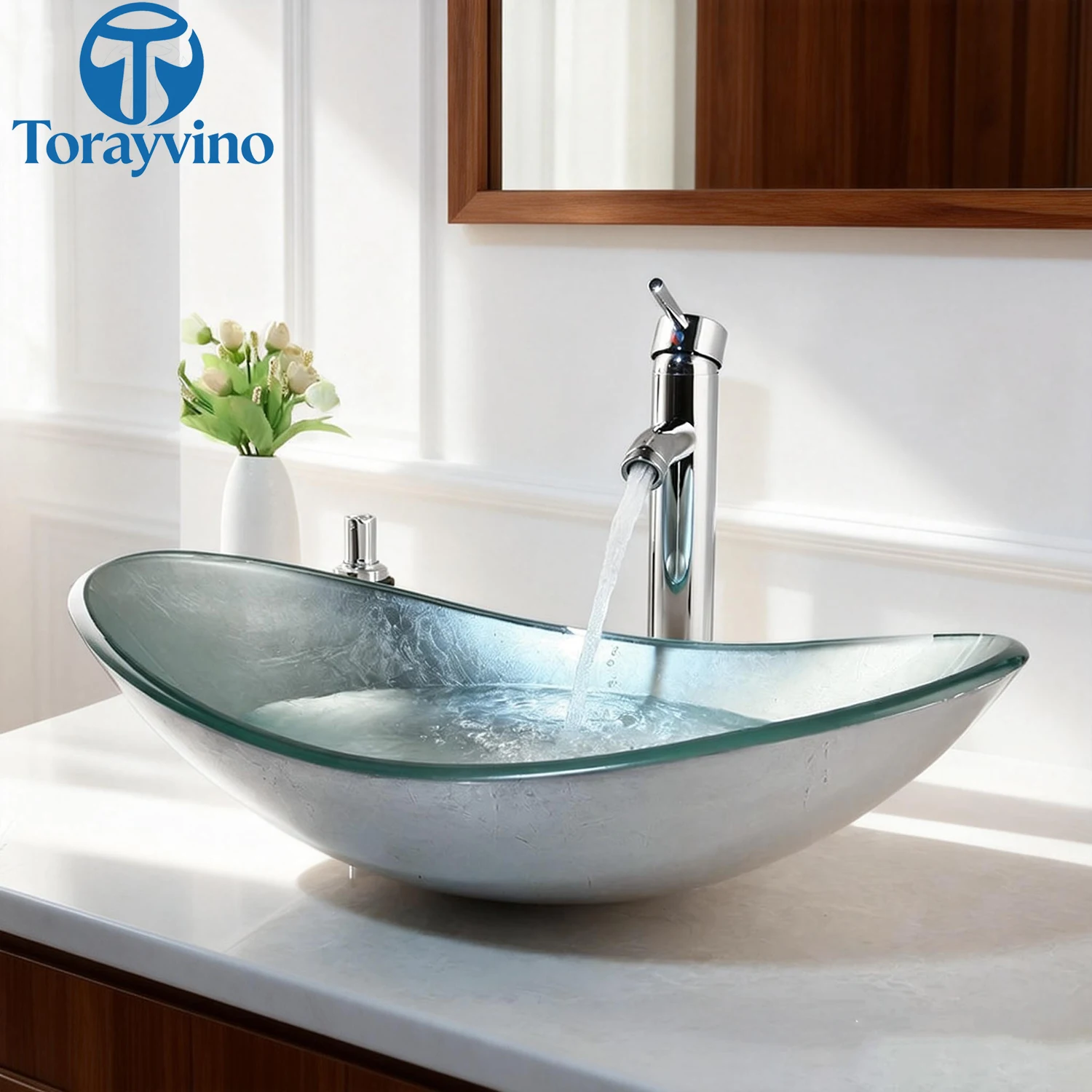 Умывальник Torayvino овальный, настольный, из закаленного стекла, с латунным смесителем, комплект для ванной комнаты
Умывальник Torayvino овальный, настольный, из закаленного стекла, с латунным смесителем, комплект для ванной комнаты