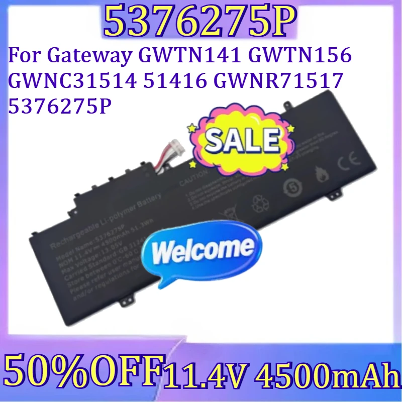 For Gateway GWTN141 GWTN156 GWNC31514 51416 GWNR71517 5376275P New 5376275P UTL-509068-3S 11.4V 4500mAh Laptop Battery
For Gateway GWTN141 GWTN156 GWNC31514 51416 GWNR71517 5376275P New 5376275P UTL-509068-3S 11.4V 4500mAh Laptop Battery