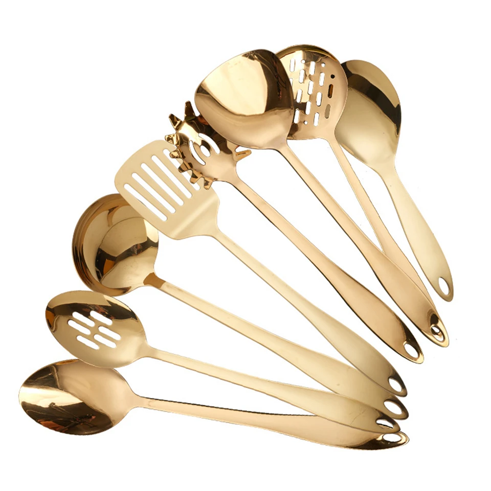 8Pcs/set Gold Cooking Utensils Scoop Spoon Turner Ladle Stainless Steel Long Handle Kitchen Set Cooking Tools Kitchen Set
8Pcs/set Gold Cooking Utensils Scoop Spoon Turner Ladle Stainless Steel Long Handle Kitchen Set Cooking Tools Kitchen Set