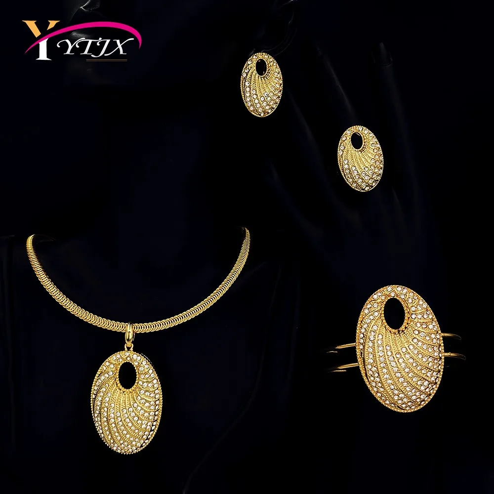 YTJX Africal Dubai Gold Color Jewelry Set Classic Design Oval Pendant Bangle Zircon Earring Ring Set For Women 2025 New
YTJX Africal Dubai Gold Color Jewelry Set Classic Design Oval Pendant Bangle Zircon Earring Ring Set For Women 2025 New