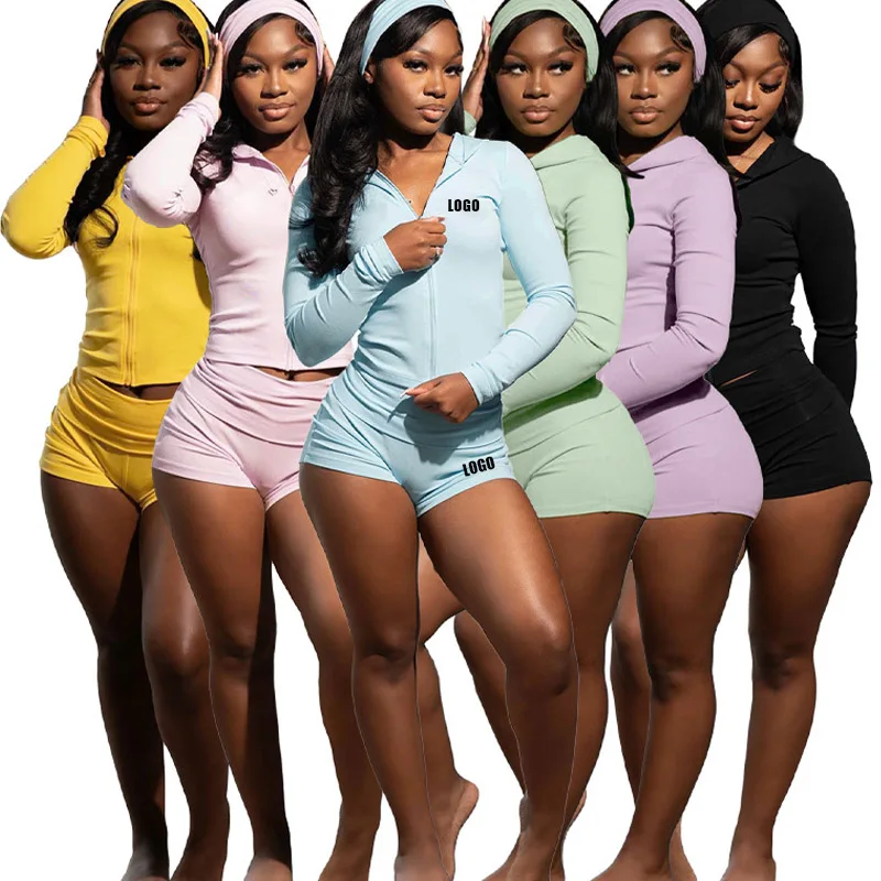 Customized LOGO Women's Fashion Women's Clothing Hooded Zipper Long Sleeve Folding Shorts Three-piece Set (Including Headband)
Customized LOGO Women's Fashion Women's Clothing Hooded Zipper Long Sleeve Folding Shorts Three-piece Set (Including Headband)