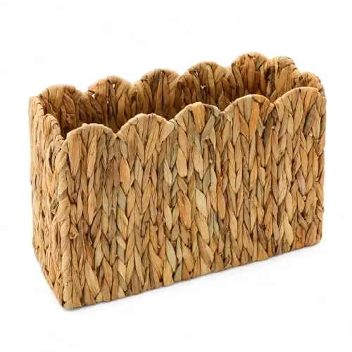 Tall Narrow Handwoven Water Hyacinth Magazine Basket With Scalloped Top Edge For Living Room Office Bedroom Storage
Tall Narrow Handwoven Water Hyacinth Magazine Basket With Scalloped Top Edge For Living Room Office Bedroom Storage