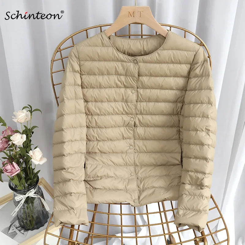 Schinteon Women Ultralight Down Jacket 90% White Duck Down Slim Coat Thin Inner Bottoming Short Garment Winte Autumn Outwear
Schinteon Women Ultralight Down Jacket 90% White Duck Down Slim Coat Thin Inner Bottoming Short Garment Winte Autumn Outwear