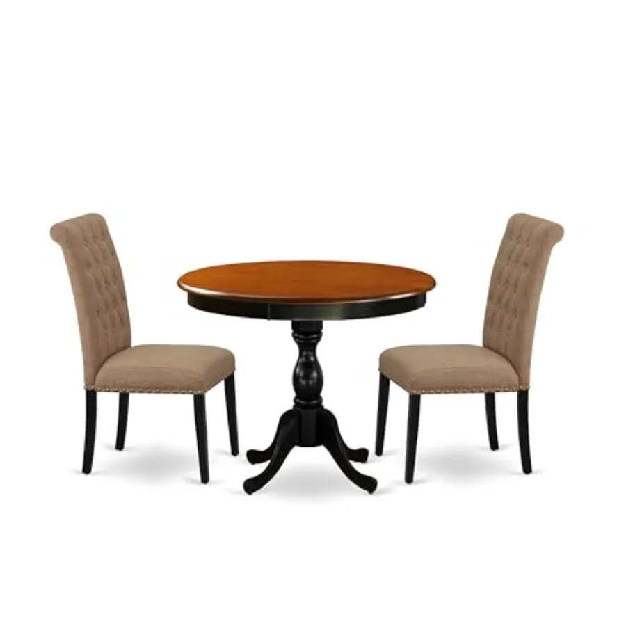 AMBR3-BCH-17 3 Piece Dining Table Set Contains a Round Kitchen Table with Pedestal and 2 Light Sable Linen Fabric Upholstered K
AMBR3-BCH-17 3 Piece Dining Table Set Contains a Round Kitchen Table with Pedestal and 2 Light Sable Linen Fabric Upholstered K