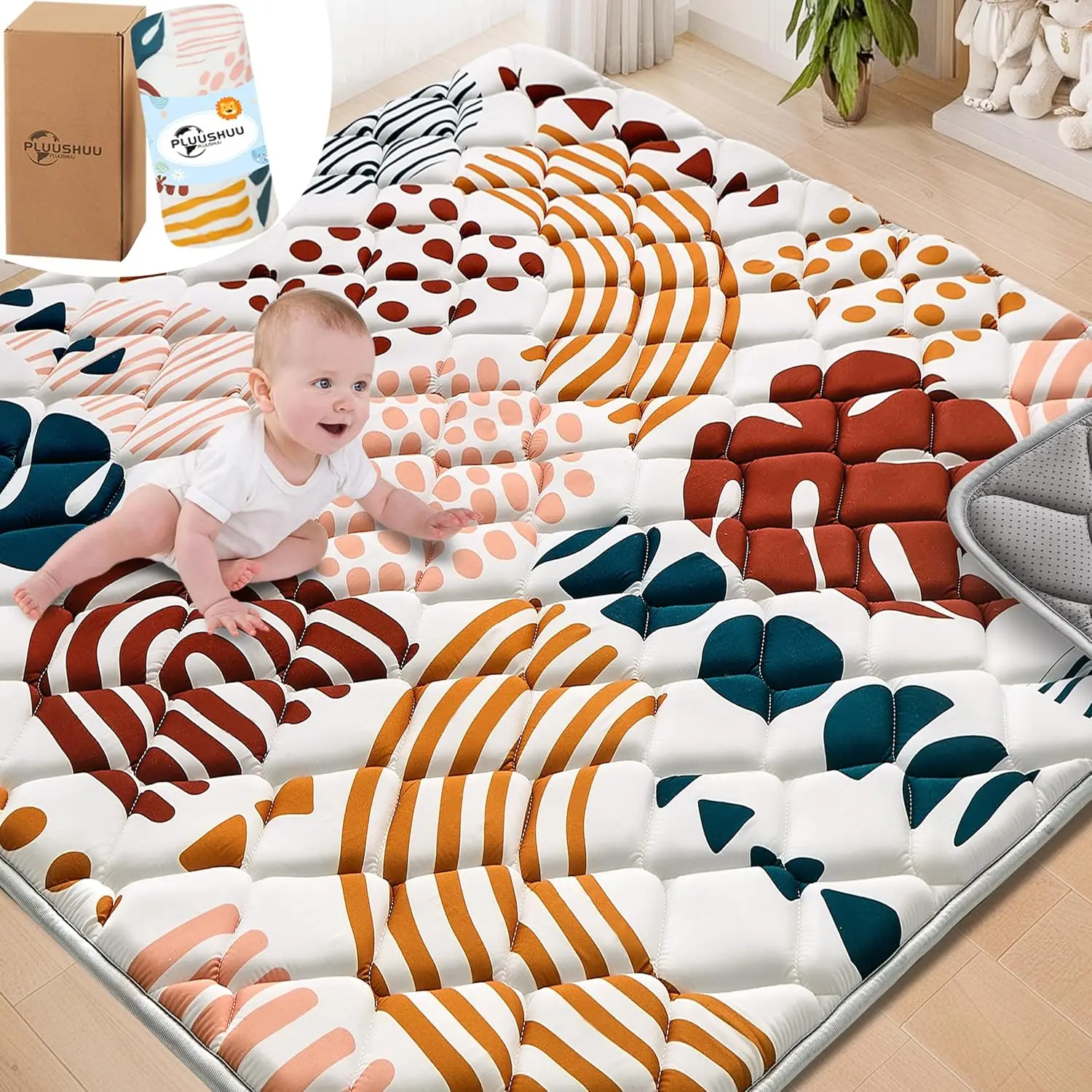 Extra Thick & Soft Baby Play Mat for Floor, Foldable Non-Slip Playpen Mat, 43x43 Inch for Infants Toddlers (Brown)
Extra Thick & Soft Baby Play Mat for Floor, Foldable Non-Slip Playpen Mat, 43x43 Inch for Infants Toddlers (Brown)