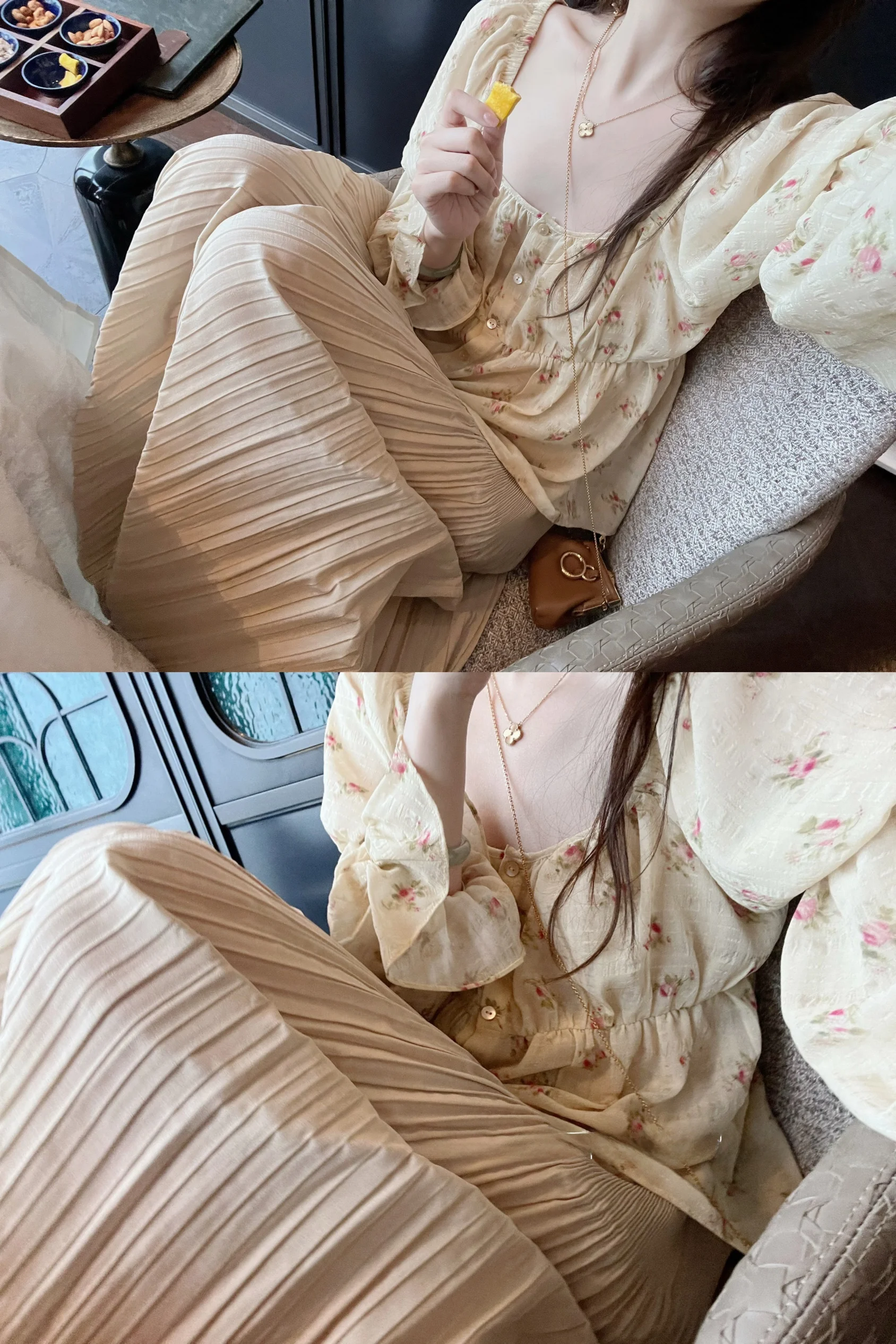 Женская одежда: Нежное кружевное платье с длинными рукавами-фонариками и цветочным узором, коллекция Весна 2025
Женская одежда: Нежное кружевное платье с длинными рукавами-фонариками и цветочным узором, коллекция Весна 2025