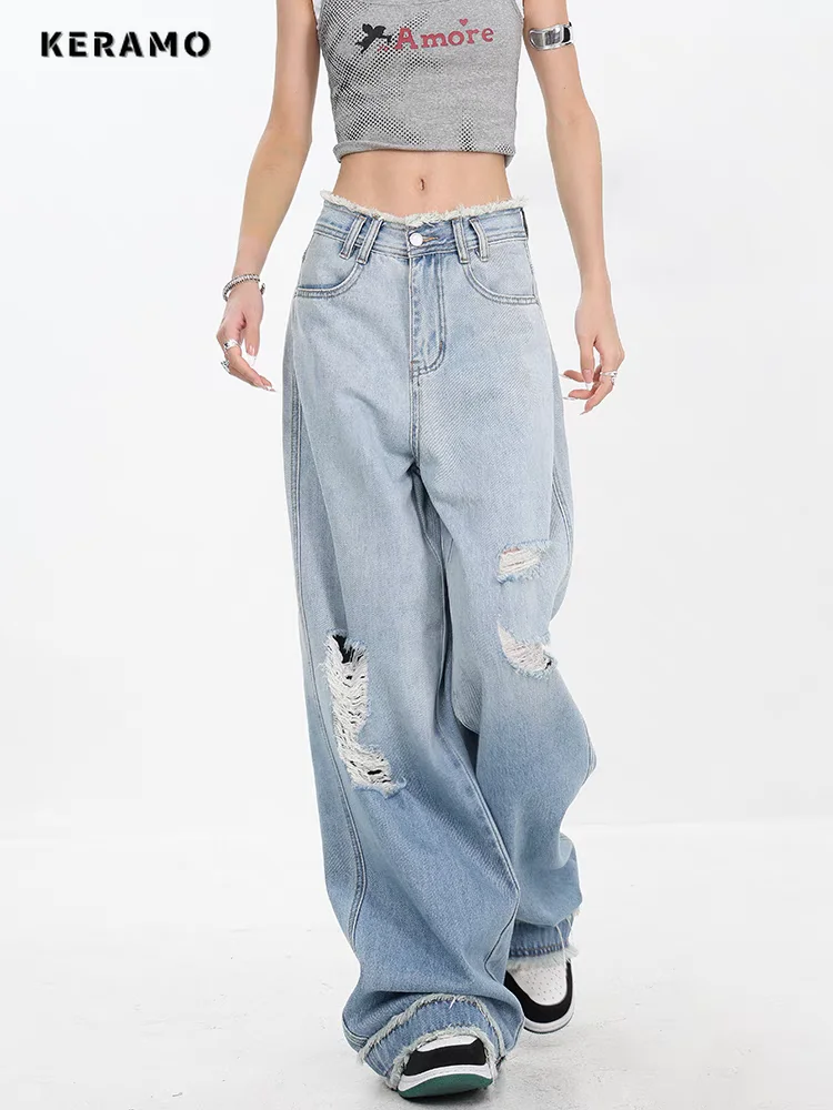 2024 Summer Women's Harajuku Casual Style Jeans Vintage Gradient Loose Washed Pants Y2K Wide Leg Ripped Baggy Denim Trouser
2024 Summer Women's Harajuku Casual Style Jeans Vintage Gradient Loose Washed Pants Y2K Wide Leg Ripped Baggy Denim Trouser