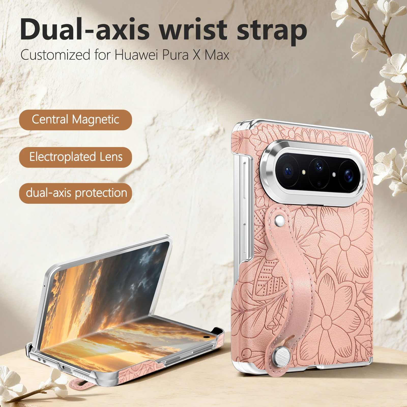 Fashion Elegant Embossed Wristband Leather Phone Case for Huawei X Pure Max x7 x6 dual central axis protection Shockproof Cover
Fashion Elegant Embossed Wristband Leather Phone Case for Huawei X Pure Max x7 x6 dual central axis protection Shockproof Cover