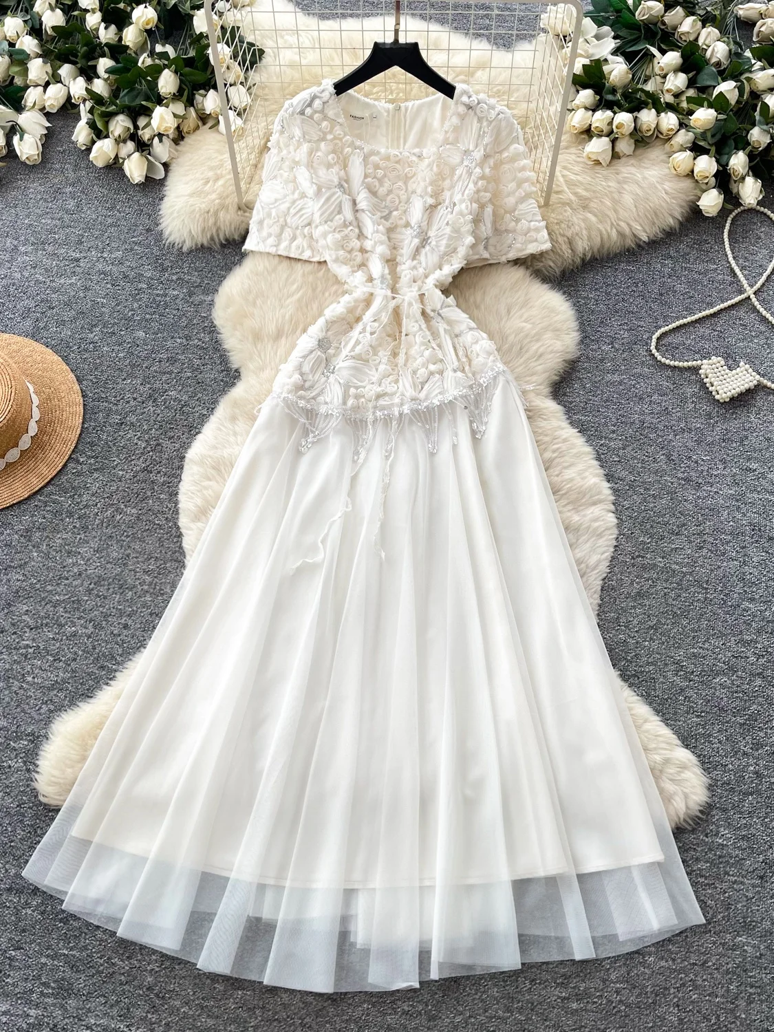 Elegant Lace Sequin Dress High Waist A-Line Long Skirt Women's Summer Slimming Fashion Commute Korean Style Polyester Fiber
Elegant Lace Sequin Dress High Waist A-Line Long Skirt Women's Summer Slimming Fashion Commute Korean Style Polyester Fiber