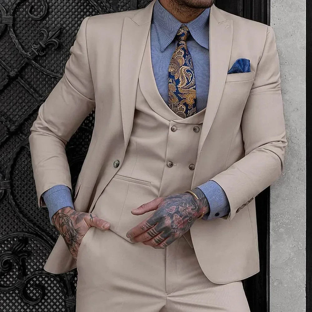 Elegant Suits For Men Single Breasted Peaked Lapel Male Clothing Wedding Groom Regular Length Costume 3 PCS Jacket Pants Vest
Elegant Suits For Men Single Breasted Peaked Lapel Male Clothing Wedding Groom Regular Length Costume 3 PCS Jacket Pants Vest