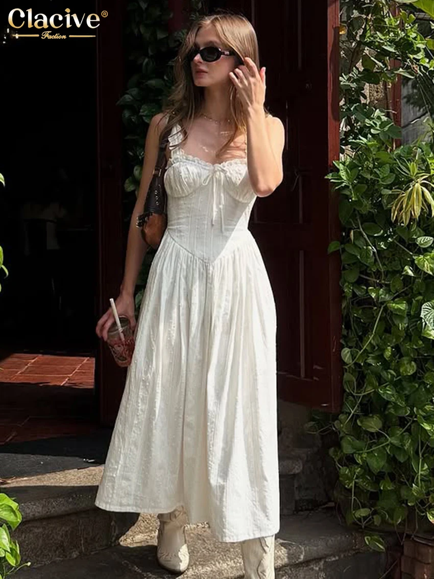 Clacive Sexy Loose White Women's Dress Summer Strap Sleeveless Ankle Length Dresses Elegant Classic Pleated Solid Female Dress
Clacive Sexy Loose White Women's Dress Summer Strap Sleeveless Ankle Length Dresses Elegant Classic Pleated Solid Female Dress