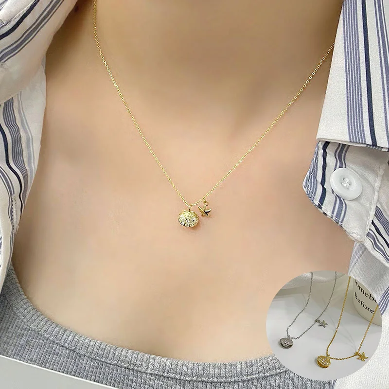 100% 925 Sterling Silver Pearl Shell Necklace for Women Girl Zircon Fashion Starfish Design Jewelry Party Gift Dropshipping
100% 925 Sterling Silver Pearl Shell Necklace for Women Girl Zircon Fashion Starfish Design Jewelry Party Gift Dropshipping