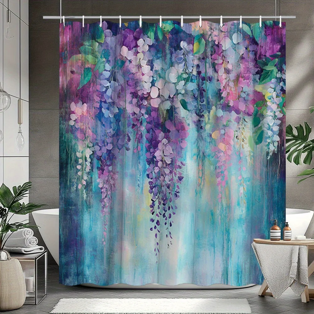 Waterproof Floral Wisteria Watercolor Shower Curtain Blue Purple Boho Pattern Bathroom Curtain Liner for Luxury Spa Decor
Waterproof Floral Wisteria Watercolor Shower Curtain Blue Purple Boho Pattern Bathroom Curtain Liner for Luxury Spa Decor