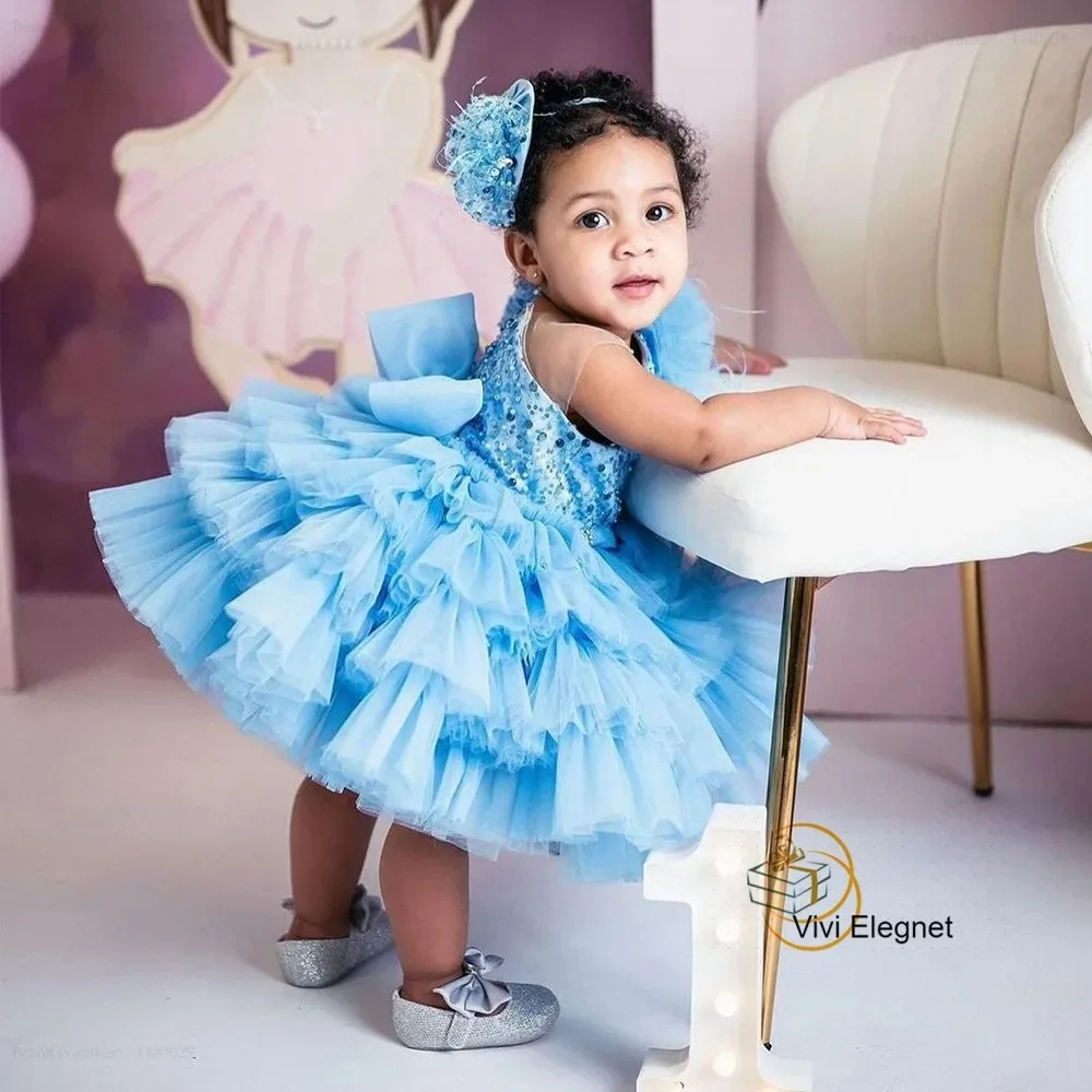 Customized Lovely Blue Flower Girl Dresses for Wedding Sequins Tiered Knee Length Child Birthday Party Bow First Communion Gowns
Customized Lovely Blue Flower Girl Dresses for Wedding Sequins Tiered Knee Length Child Birthday Party Bow First Communion Gowns