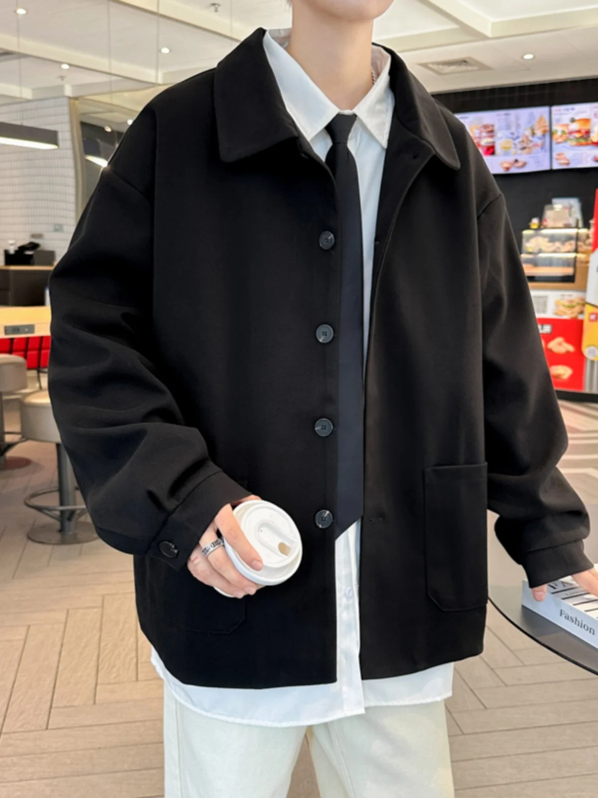 Trendy Pure Color Men's Woolen Jacket Loose Casual Turn-down Collar Coat Korean Style Streetwear Autumn Spring Fashion
Trendy Pure Color Men's Woolen Jacket Loose Casual Turn-down Collar Coat Korean Style Streetwear Autumn Spring Fashion
