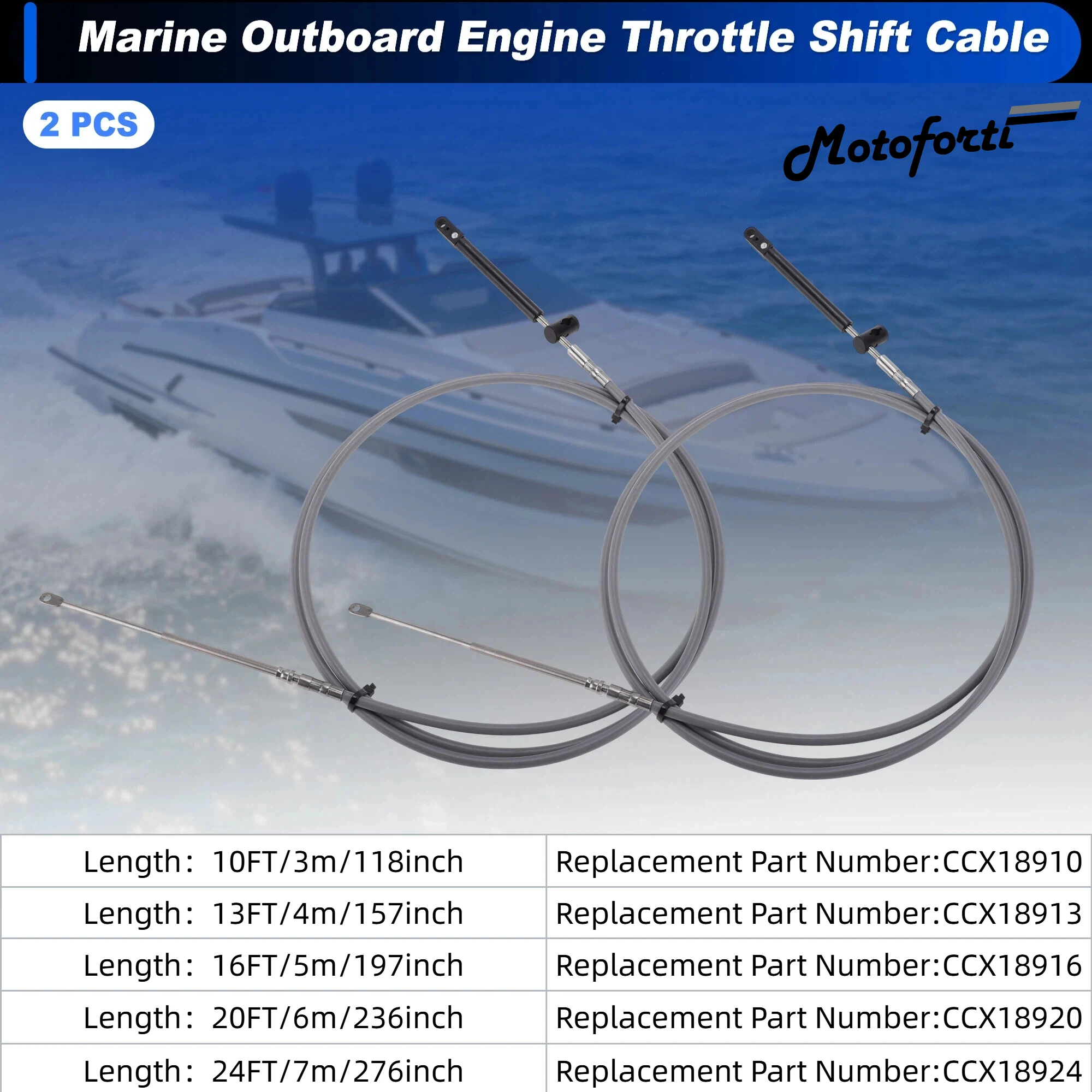 Motoforti 2Pcs 3m 4m 5m 6m 7m Boat Throttle Shift Control Cable Marine Outboard Remote Cable for Mercury MerCruiser
Motoforti 2Pcs 3m 4m 5m 6m 7m Boat Throttle Shift Control Cable Marine Outboard Remote Cable for Mercury MerCruiser