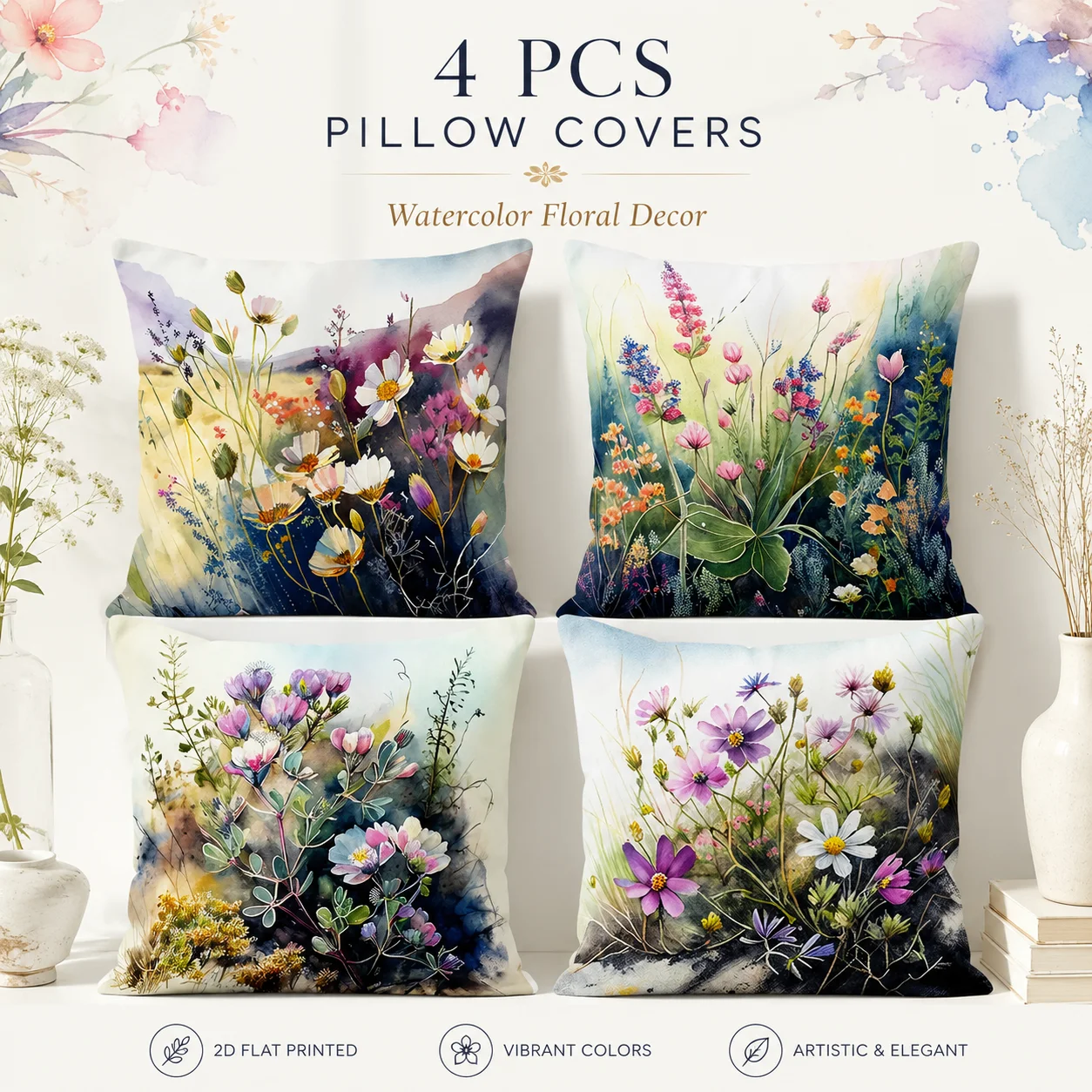 4Pcs Aesthetic Floral Cushion Covers 2D Flat Printed Peach Skin Coussin Room Decor Spring Watercolor Pillowcase For Sofa Couch
4Pcs Aesthetic Floral Cushion Covers 2D Flat Printed Peach Skin Coussin Room Decor Spring Watercolor Pillowcase For Sofa Couch