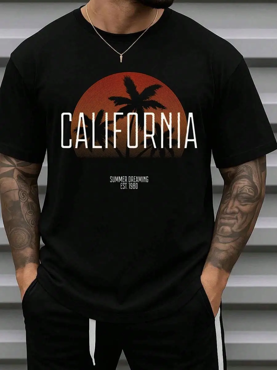 Men S California Palm Tree Graphic T-Shirt - 180g Heavyweight 100_ Black Retro Los Angeles San Diego Lettering With Palm Tree Sunset Design - Cas
Men S California Palm Tree Graphic T-Shirt - 180g Heavyweight 100_ Black Retro Los Angeles San Diego Lettering With Palm Tree Sunset Design - Cas