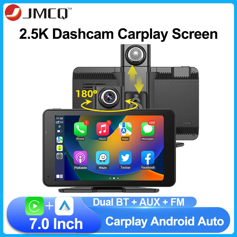 JMCQ 7-дюймовый 2,5K 180 ° Автомобильный видеорегистратор с вращающимся объективом, камера для записи видео, беспроводной Carplay Android Auto Navi, экран приборной панели
JMCQ 7-дюймовый 2,5K 180 ° Автомобильный видеорегистратор с вращающимся объективом, камера для записи видео, беспроводной Carplay Android Auto Navi, экран приборной панели