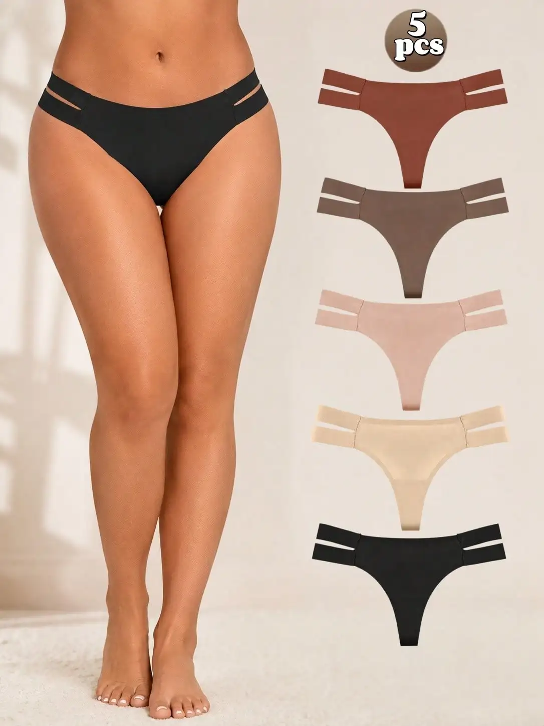 5Pcs Solid Color Low-Rise Thongs, Soft & Comfortable Low-Waist Bragas Mujer,Summer Travel Essentials, Ideal for Daily Wear, Spo
5Pcs Solid Color Low-Rise Thongs, Soft & Comfortable Low-Waist Bragas Mujer,Summer Travel Essentials, Ideal for Daily Wear, Spo