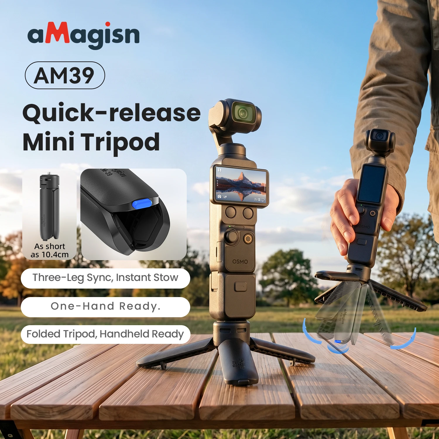 aMagisn Quick-Release Mini Tripod One-Touch Auto Open 1.5kg Load 49g Ultra-Light for GoPro Insta360 Luna Ultra DJI Pocket 4 4P
aMagisn Quick-Release Mini Tripod One-Touch Auto Open 1.5kg Load 49g Ultra-Light for GoPro Insta360 Luna Ultra DJI Pocket 4 4P